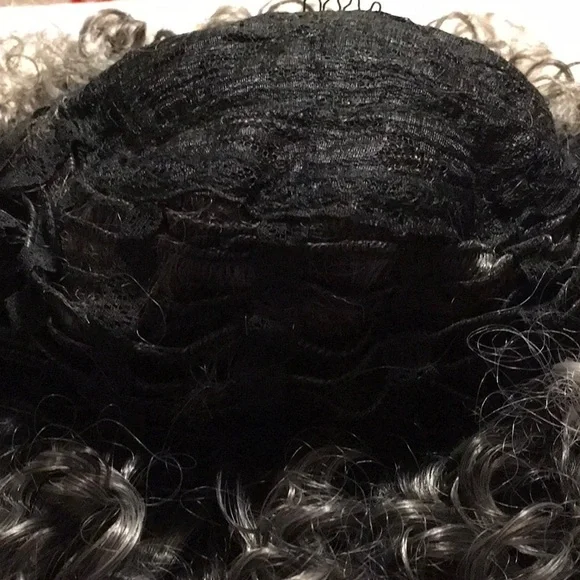 NWT,Silver Gray Mix, Curly Afro style BOB, FULL WIG,CAP, NIB - Picture 6 of 10